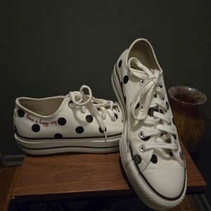 Converse White and Black Polka Dot Sneakers